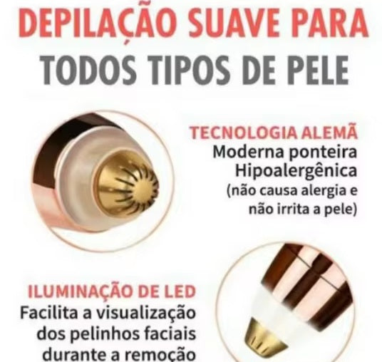 Adeus sobrancelhas indesejadas! Com a Caneta Depiladora Sobrancelha Elétrica, remove os pelos de forma rápida e sem dor